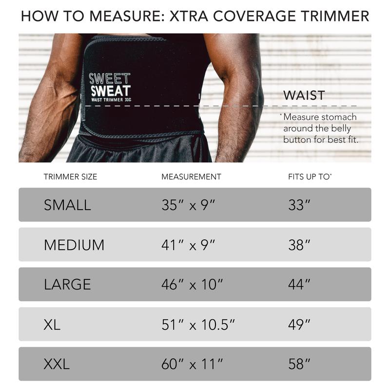 Sweet Sweat Ab Trainer 'Xtra-Coverage' Belt | Premium Waist Trainer with more Torso Coverage for a Better Sweat! (Large) Black