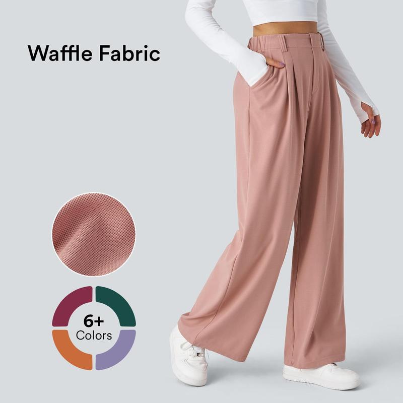 Halara Flex High Waisted Plicated Side Pocket Wide Leg Waffle Work Pants