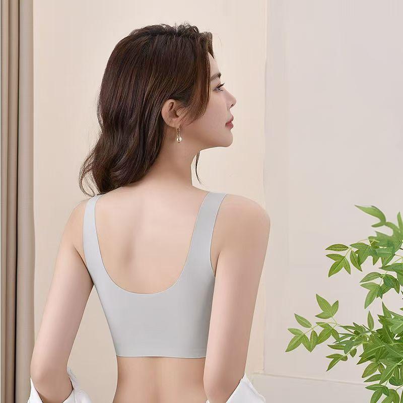 4Pcs Sports Bra Underwear Set, No Scars, No Steel Rings, Bra Set, Sexy Gathering, Top Support, Vest Style Women's I-back Bra Colorblock Wireless Colorblock Wireless