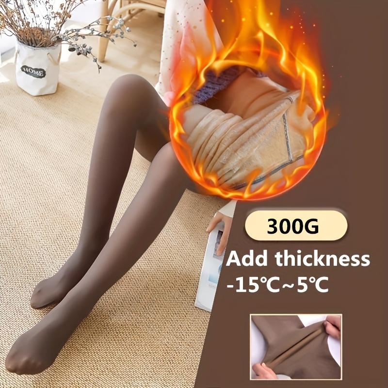 Plush faux transparent stockings for autumn and winter, thick, warm and comfortable high waisted pantyhose, women's socks and semi-sheer stockings