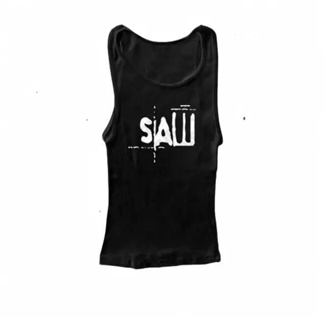 Saw Horror Movies Tank Top, Punk Streetwear Black Casual Camisole Tops, Women's Grunge Gothic Tee, Y2k Style Clothes, Punk Slim Tee, Horror Tank Top, Gift For Fan Cotton Crewneck Womenswear Shirt Soft