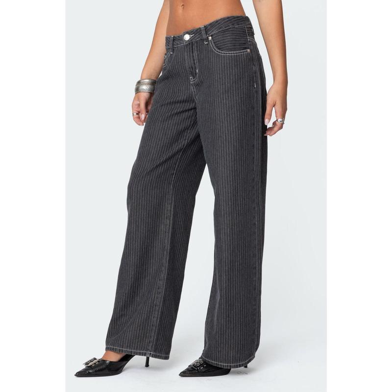 Pinstripe Low Rise Jeans