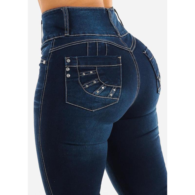 Butt Lift Ultra High Waist Flared Bootcut Jeans Dark Blue