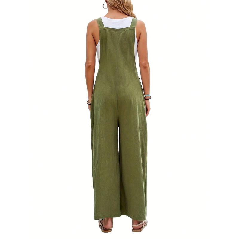 Effortlessly Chic Wide Leg Jumpsuit - Loose Fit With Pockets, Perfect For Summer & Spring, Stylish Womens Clothing For Casual Everyday Style