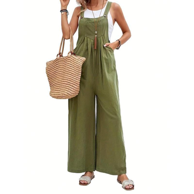 Effortlessly Chic Wide Leg Jumpsuit - Loose Fit With Pockets, Perfect For Summer & Spring, Stylish Womens Clothing For Casual Everyday Style