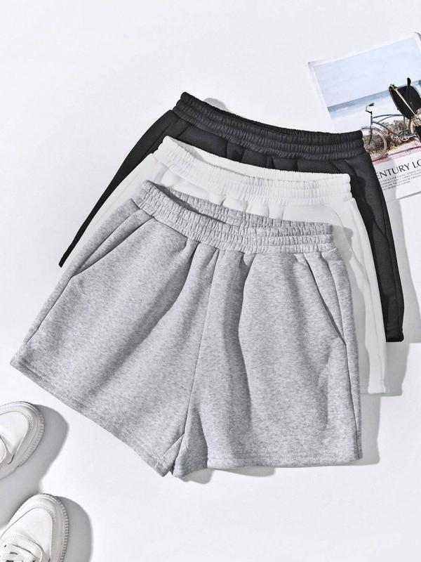 Women's Plain Pocket Track Shorts, Casual Comfy Breathable Shorts, Back To School Outfits, Shorts for Women, Summer Shorts, Comfy Shorts Summer, Ladies Summer Bottoms