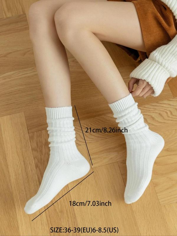 Women's 1 Pair Solid Crew Socks, Casual Soft Comfy Breathable Sports Socks For All Seasons Daily Wear, Ladies Underwear