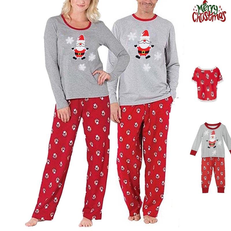 Xmas Matching Family 2PCS Pajamas Set, Santa Claus Family Sleepwear Collection Christmas Sleepwear Nightwear Long Pajamas Set