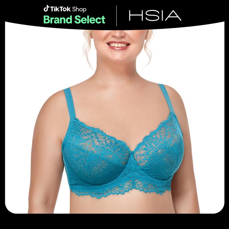 Live Only HSIA Sunflower Floral Lace Unlined Unpadded Breathable Comfort Women Plus Size Underwire Bra