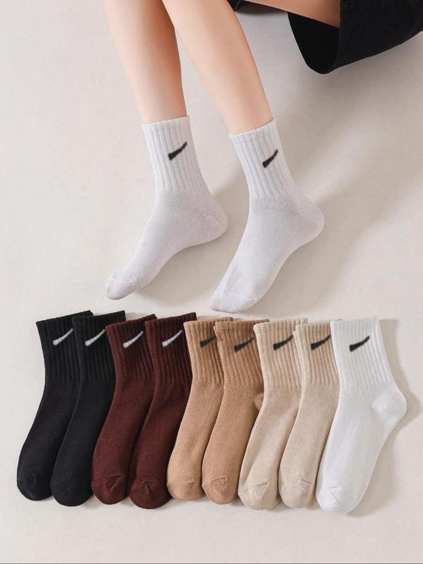 Women's Mixed Color Crew Socks, 2024 New Style Casual Comfy Breathable Keep Warm Socks for Daily Wear, Women's Deodorant Socks for All Seasons