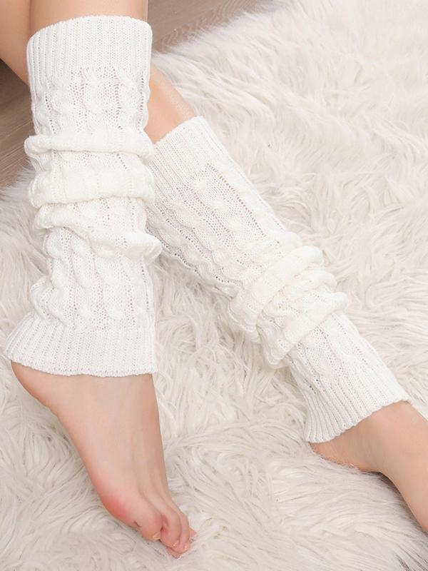 Women's Plain Textured Leg Warmers, Solid Comfy Leg Warmers, Casual Cozy Socks for Daily Wear