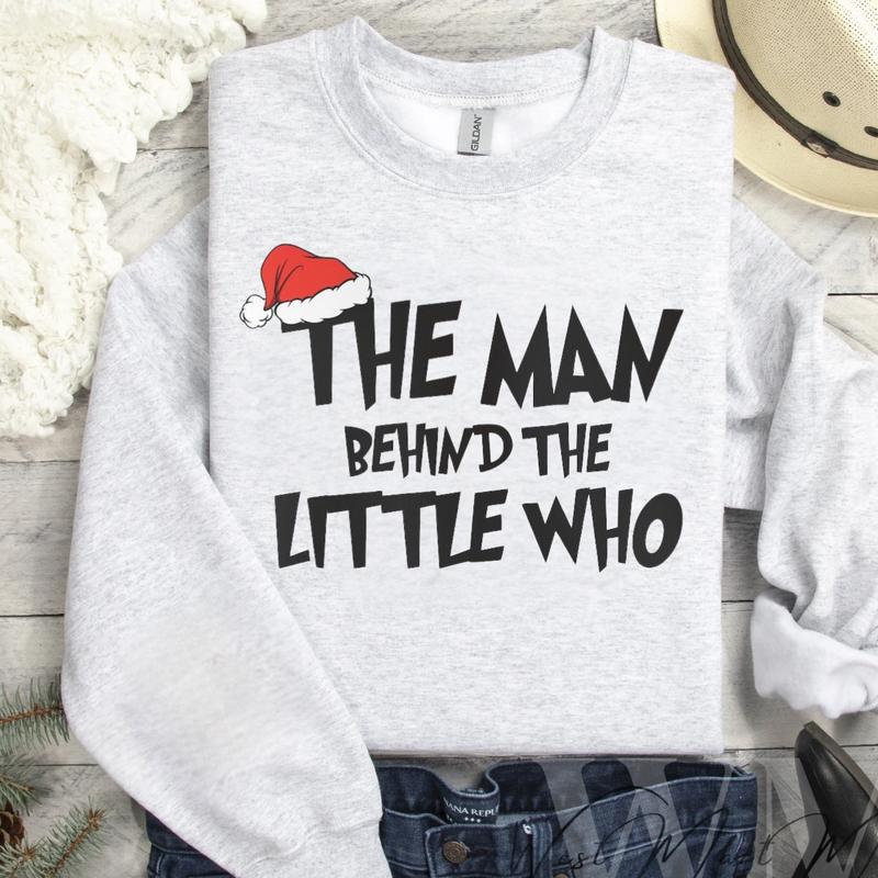 A Little Who Is Due Matching Couple Crewneck Sweatshirt, Christmas Pregnancy Sweatshirt, Gender Reveal Outfit Gift Tops Womenswear Clothing