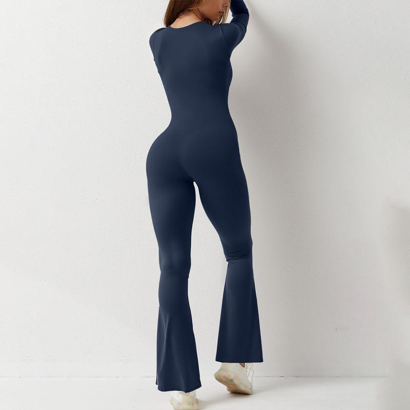 Women Jumpsuit, Long Sleeve Square Neck SolidFit Ladies Fall Romper Clubwear