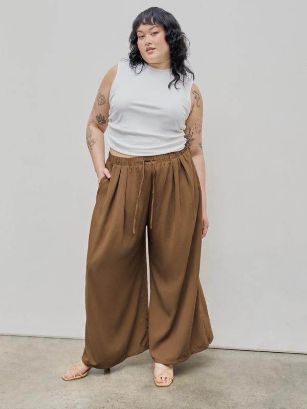 Cider [8 colors, Size 0-26] Elastic Waist Wide Leg Trousers