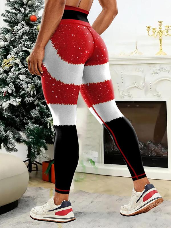 Women's Christmas Print High Waist Leggings, Casual Comfy Breathable Skinny Pants for Daily Wear, Ladies Bottoms for All Seasons