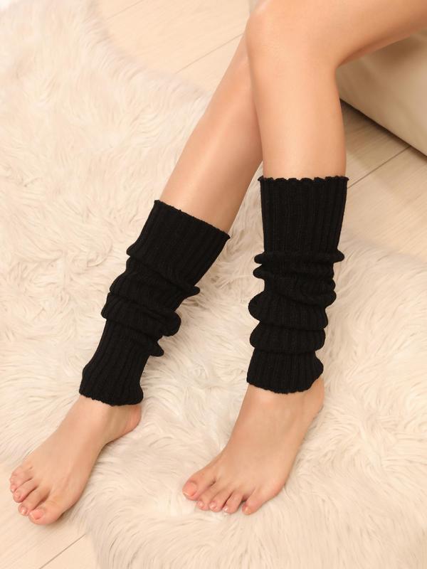 Women's Solid Leg Warmers, Fashionable Cozy Warm Socks for Fall & Winter, Women's Socks for Daily Wear