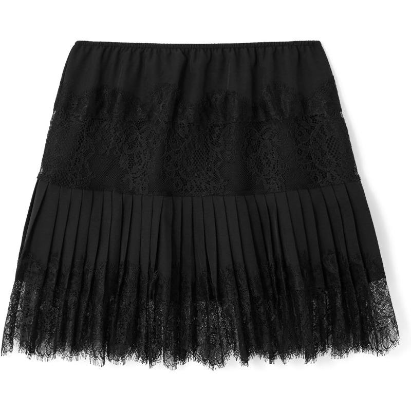 Women Y2k Lace Mini Skirt Low Rise Pleated Ruffle Half Slip Skirt Layered Flowy Short Skirt Streetwear bubble skirt Bottom Fashion