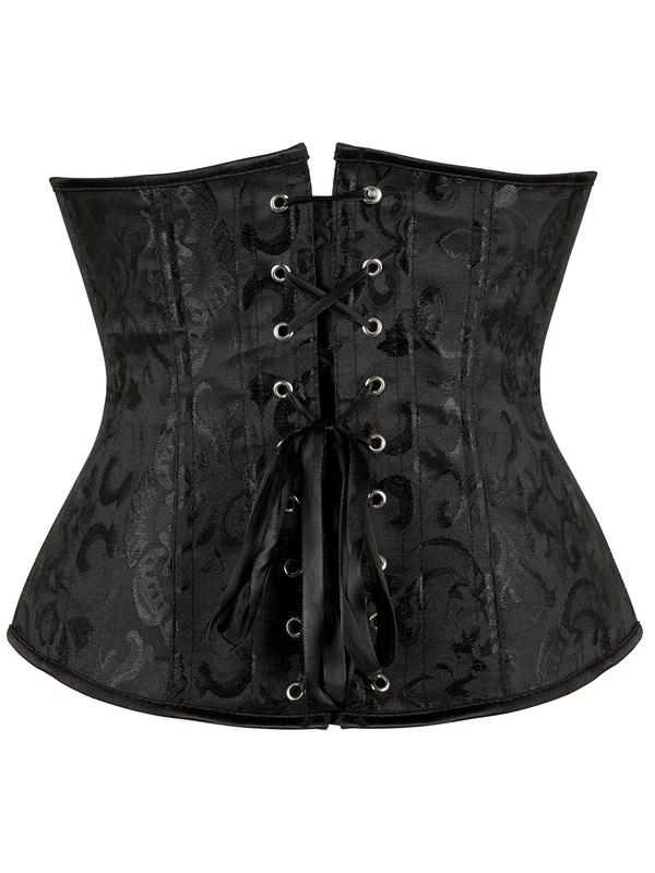 Women's Jacquard Lace Up Grommet Eyelet Corset Waist Trainer, Retro Fashionable Buckle Front Underbust Waist Trainer for Daily Wear, Body Shapewear, Tummy Control Shaper for Women