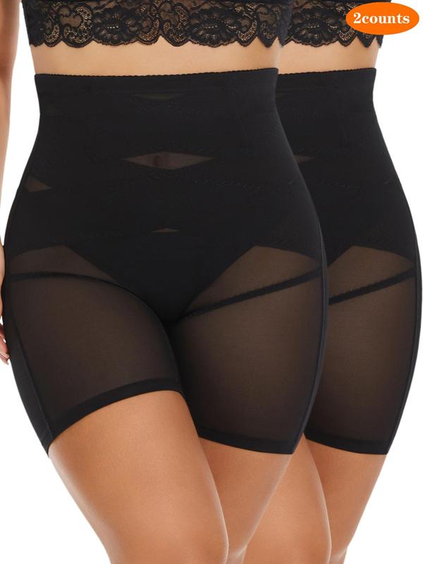 Women's Plain High Waist Sheer Tulle Shapewear Shorts, Casual Stretchy Tummy Control Shapewear Shorts,  Waist Trainer, Shapewear Bottoms for Women