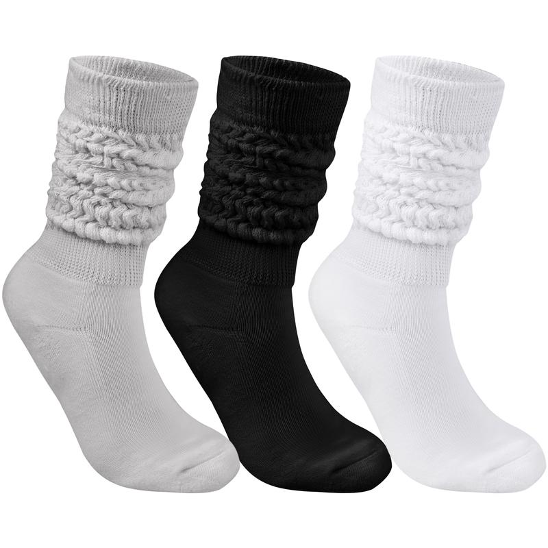 3 Pairs Slouch Socks for Women Soft Extra Long Chunky Scrunch Knee High Sock Women's Fall Winter Knit Slouchy Socks