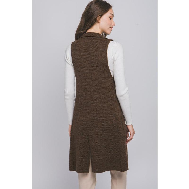 Ida Sleeveless Long Cardigan Vest Coat