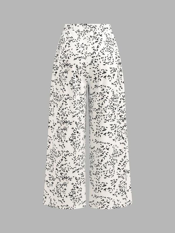 YOZY [5 Colors] Boho All Over Print Pocket Wide Leg Pants, Casual Elastic Waist Trousers, 2024 Women's Daily Outfits for Summer & Fall