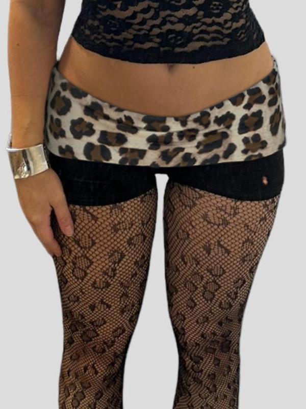 Women's Leopard Print Drop Waist Skinny Shorts, Casual Comfy Breathable Shorts for Summer, Ladies Bottoms for Daily Wear