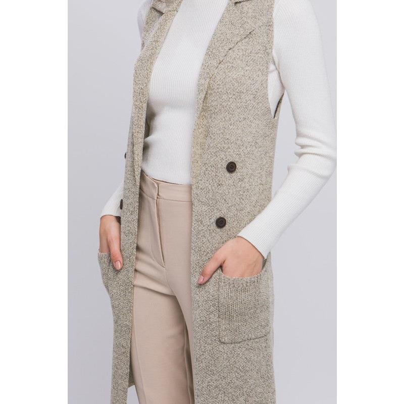 Ida Sleeveless Long Cardigan Vest Coat