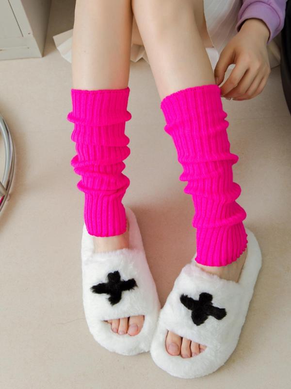 Women's Solid Leg Warmers, Fashionable Cozy Warm Socks for Fall & Winter, Women's Socks for Daily Wear