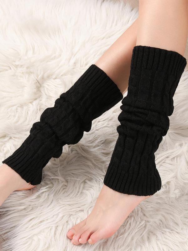 Women's Plain Textured Leg Warmers, Solid Comfy Leg Warmers, Casual Cozy Socks for Daily Wear