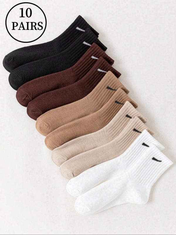 Women's Mixed Color Crew Socks, 2024 New Style Casual Comfy Breathable Keep Warm Socks for Daily Wear, Women's Deodorant Socks for All Seasons