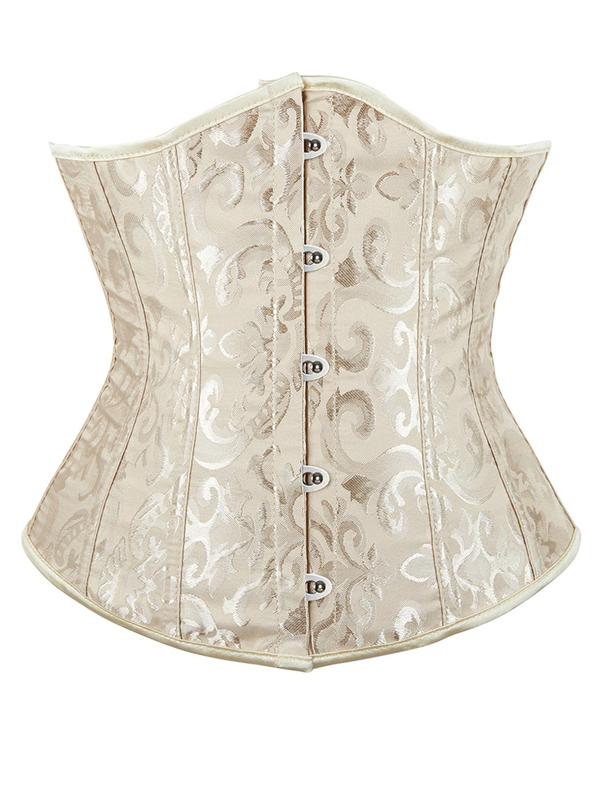 Women's Jacquard Lace Up Grommet Eyelet Corset Waist Trainer, Retro Fashionable Buckle Front Underbust Waist Trainer for Daily Wear, Body Shapewear, Tummy Control Shaper for Women