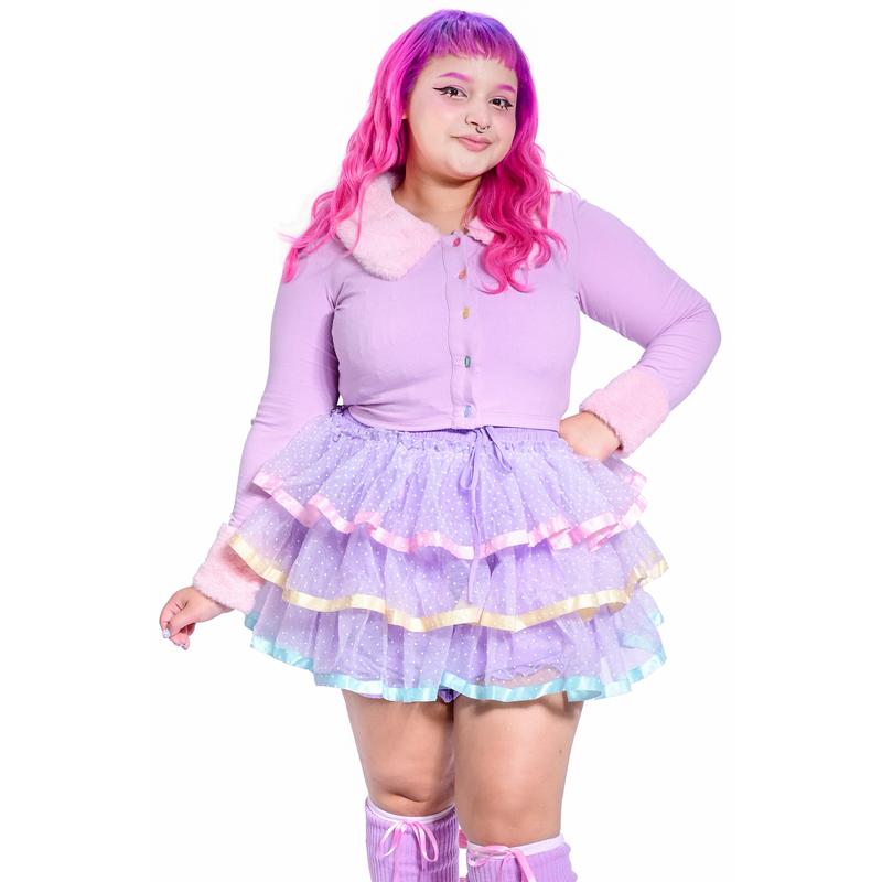 Ribbon Dot Ruffle Skort - Lavender