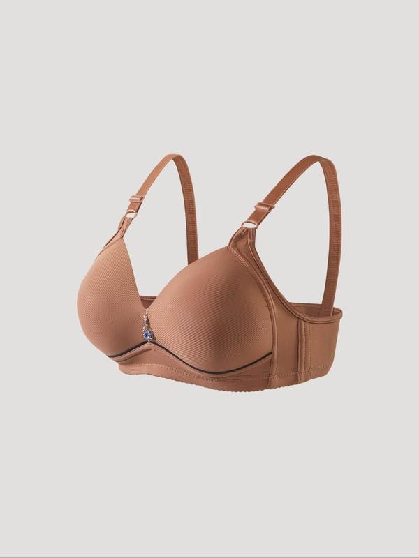 Women's Solid Wireless Bralette, Adjustable Strap Backless Bra, Soft Comfortable Breathable Lingerie for All Seasons