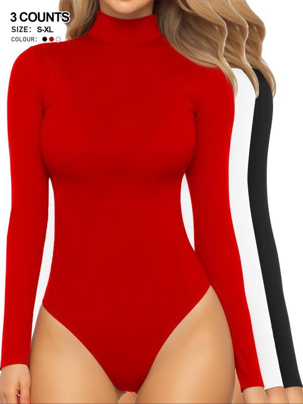 Women's Solid Mock Neck Shapewear Bodysuit, Casual Tummy Control Slimming Shaper for Daily Wear, Women's Shapewear for All Seasons