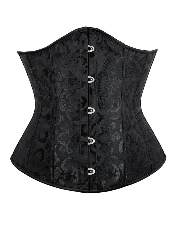 Women's Jacquard Lace Up Grommet Eyelet Corset Waist Trainer, Retro Fashionable Buckle Front Underbust Waist Trainer for Daily Wear, Body Shapewear, Tummy Control Shaper for Women