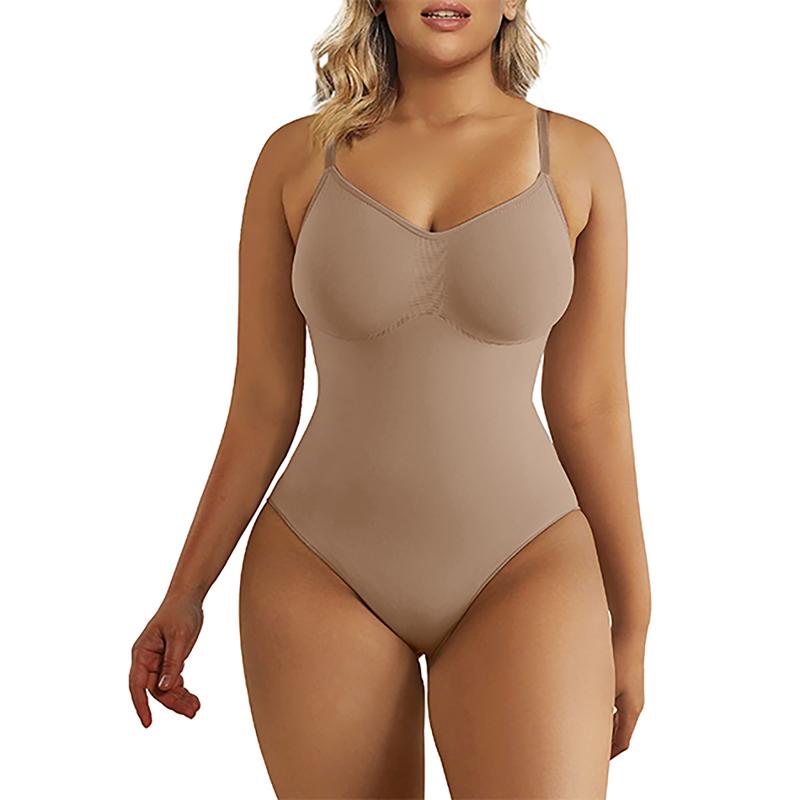 SHAPERX Seamless Bodysuit Tummy Control Shapewear Thong Style Women's Sculpting Snatched Body Suit Womenswear Tops Comfort Medium