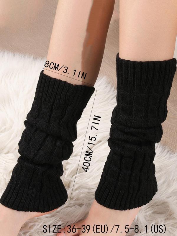 Women's Plain Textured Leg Warmers, Solid Comfy Leg Warmers, Casual Cozy Socks for Daily Wear