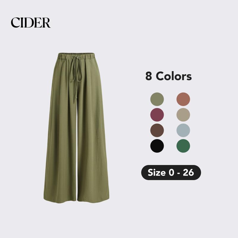 Cider [8 colors, Size 0-26] Elastic Waist Wide Leg Trousers