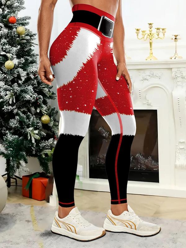 Women's Christmas Print High Waist Leggings, Casual Comfy Breathable Skinny Pants for Daily Wear, Ladies Bottoms for All Seasons