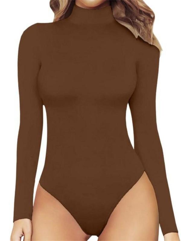 Women's Solid Mock Neck Shapewear Bodysuit, Casual Tummy Control Slimming Shaper for Daily Wear, Women's Shapewear for All Seasons