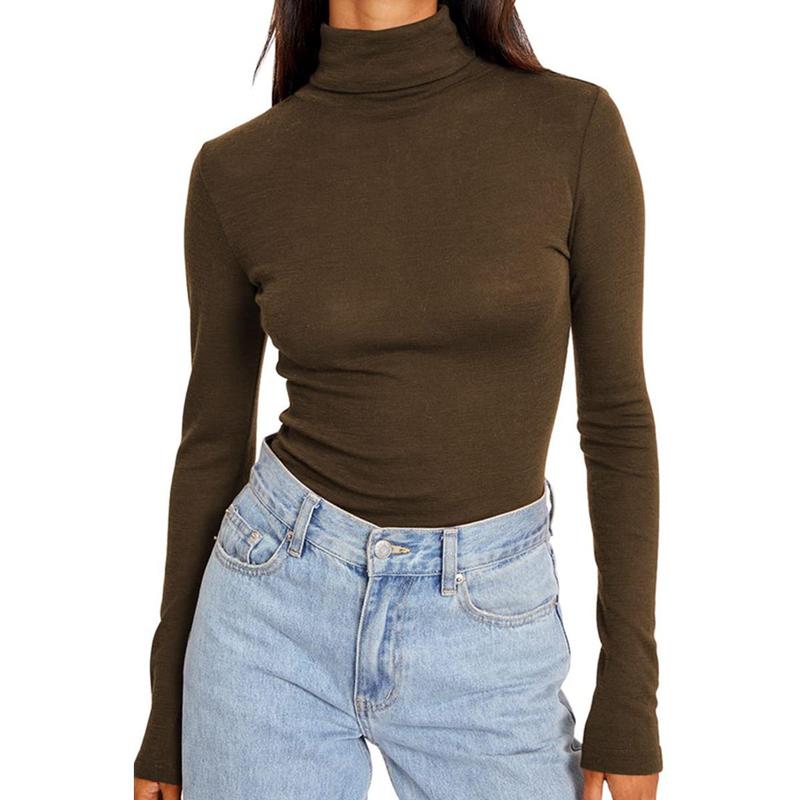 Fashion Queen Women's Autumn Turtleneck 2024 Long Sleeve Shirt Base Layered Slim Fit Soft Thermal Underwear Top Womenswear Comfort