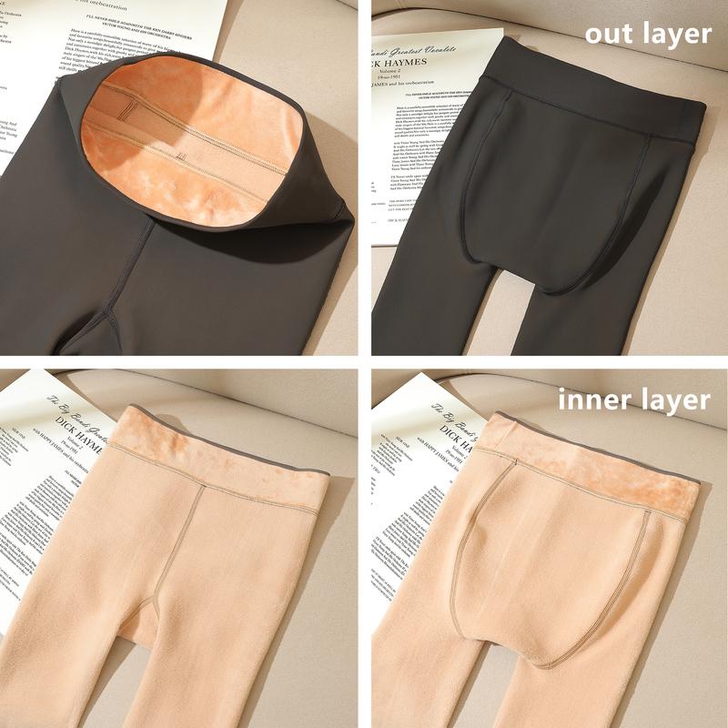 KISWON 2025 Newest Women Fake Transparent Tight Fleece Lined Thick High Waist Elasticity Thermal Pantyhose Warm leggings For Winter Womenswear Comfortable