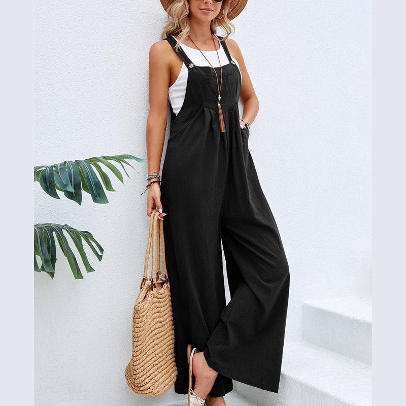 Women's Clothes Hot-Selling Solid Color Casual Suspender Trousers Womenswear Overalls