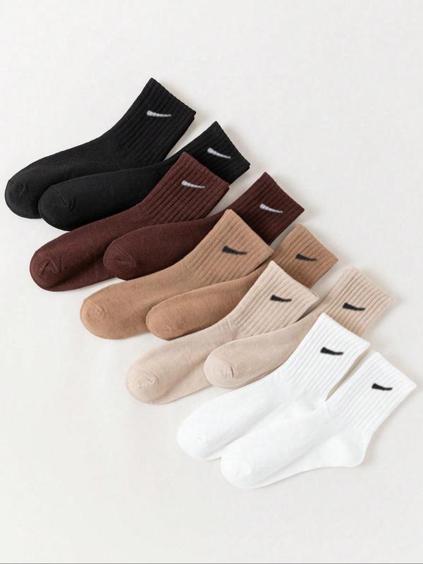 Women's Mixed Color Crew Socks, 2024 New Style Casual Comfy Breathable Keep Warm Socks for Daily Wear, Women's Deodorant Socks for All Seasons