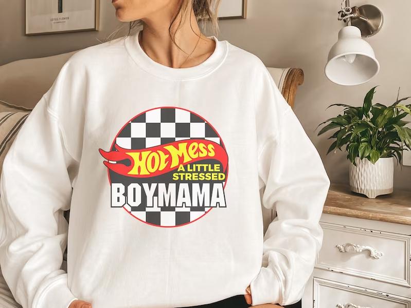 Hot Mess boy Mama Shirt, Mommy & Me Matching sweatshirt, Boy Mom Shirt, Hot Mess Never stress ,Boy Mom, Baby Boy, Funny Matching Outfits