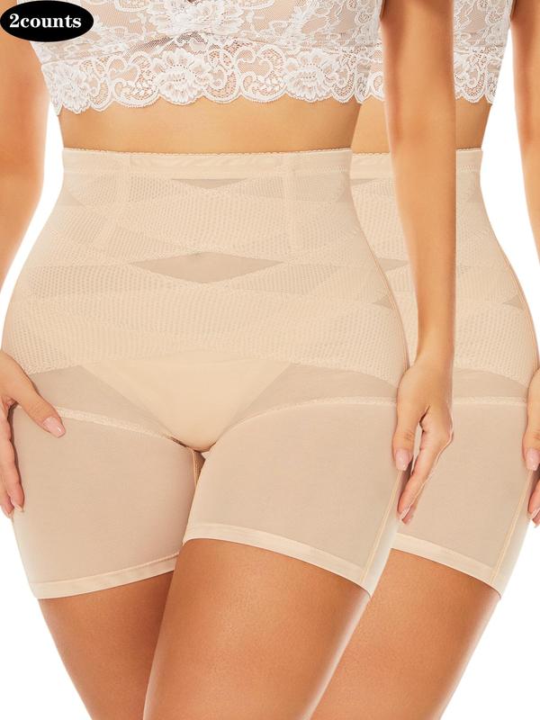 Women's Plain High Waist Sheer Tulle Shapewear Shorts, Casual Stretchy Tummy Control Shapewear Shorts,  Waist Trainer, Shapewear Bottoms for Women