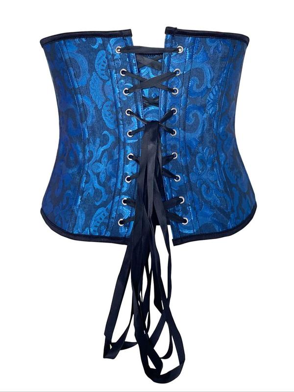 Women's Jacquard Lace Up Grommet Eyelet Corset Waist Trainer, Retro Fashionable Buckle Front Underbust Waist Trainer for Daily Wear, Body Shapewear, Tummy Control Shaper for Women