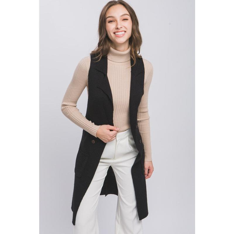 Ida Sleeveless Long Cardigan Vest Coat