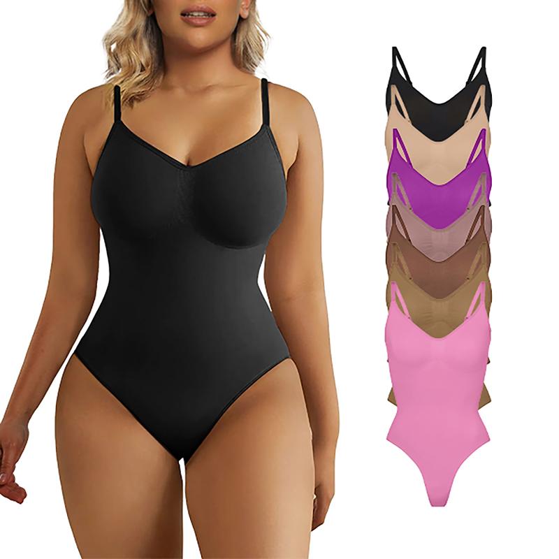 SHAPERX Seamless Bodysuit Tummy Control Shapewear Thong Style Women's Sculpting Snatched Body Suit Womenswear Tops Comfort Medium